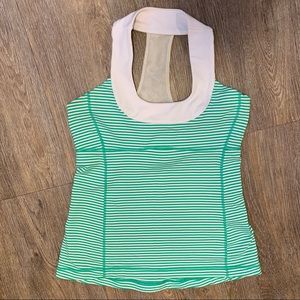 2/$20 Lululemon mesh racerback scoop neck halter green/white size 8 tank top